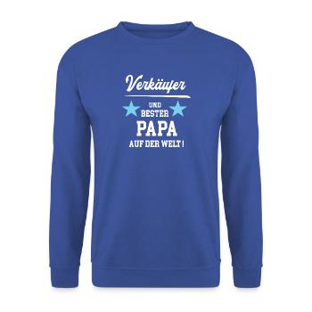 Verkäufer Bester Papa Vatertag Geburtstag - Unisex Pullover - Royalblau - Vorne - Alina (178cm) & Michal (187cm)