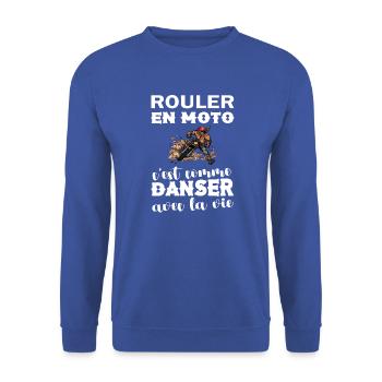 Homme Moto Motard Maillot motarde manche courte - Sweat-shirt Unisexe - bleu royal - Devant - Alina (178cm) & Michal (187cm)