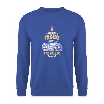 Homme moto apéro idée cadeau pour motard humour - Sweat-shirt Unisexe - bleu royal - Devant - Alina (178cm) & Michal (187cm)