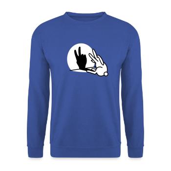 Kaninchen Schatten Hand Zwei 2 Jahre Geburtstag V - Unisex Pullover - Royalblau - Vorne - Alina (178cm) & Michal (187cm)