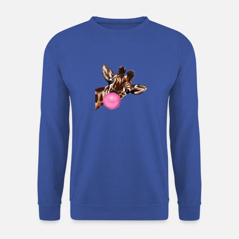 Giraffe mit Bubble gum - Unisex Pullover - Royalblau