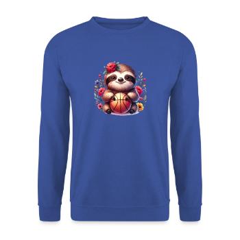 Cute Sloth Basketball Player Design - Unisex Sweatshirt - royal blue - Front - Alina (178cm) & Michal (187cm)