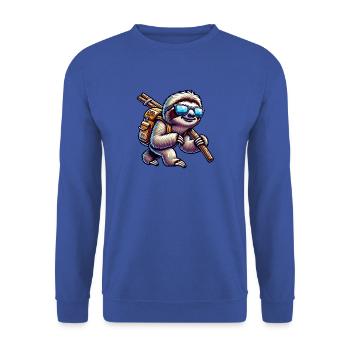 Wanderlust Faultier Natur und Berge - Unisex Pullover - Royalblau - Vorne - Alina (178cm) & Michal (187cm)