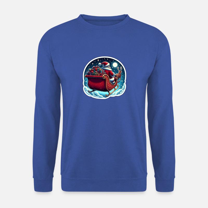 Weihnachtsmann im Schlitten mit einem Sack voller Geschenke - Unisex Pullover - Royalblau