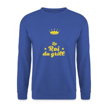 Le Roi Du Grill et PRENOM - Sweat-shirt Unisexe - bleu royal - Devant - Alina (178cm) & Michal (187cm)