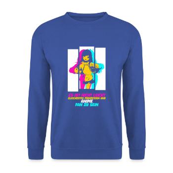 Prinzessin und Anime - Unisex Pullover - Royalblau - Vorne - Alina (178cm) & Michal (187cm)