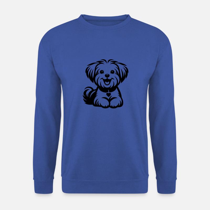 Happy Malteser Malti Maltipoo Zeichnung - Unisex Pullover - Royalblau