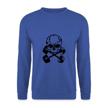 tete de mort haltere musculation 8 bodybuilding cr - Sweat-shirt Unisexe - bleu royal - Devant - Alina (178cm) & Michal (187cm)