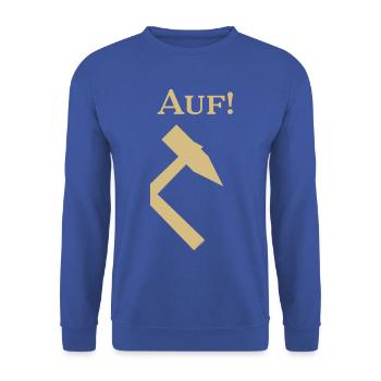 Partnershirt - Glück Auf! - Auf - Unisex Pullover - Royalblau - Vorne - Alina (178cm) & Michal (187cm)