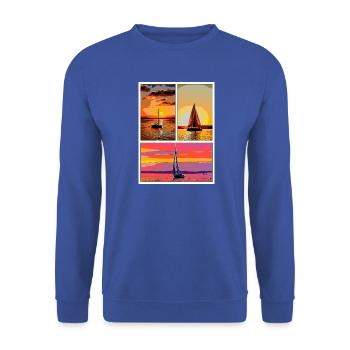 Schleier - Unisex Pullover - Royalblau - Vorne - Alina (178cm) & Michal (187cm)