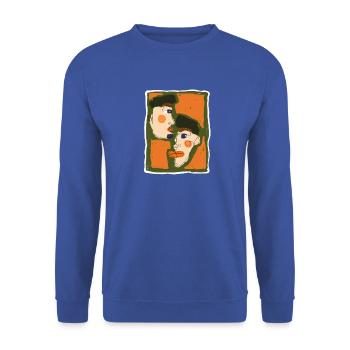 Oneliner Porträt - Unisex Pullover - Royalblau - Vorne - Alina (178cm) & Michal (187cm)