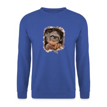 Affe - Unisex Pullover - Royalblau - Vorne - Alina (178cm) & Michal (187cm)