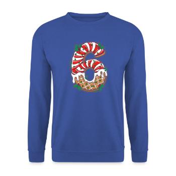 Weihnachts Ziffer 6 Zuckerguss - Unisex Pullover - Royalblau - Vorne - Alina (178cm) & Michal (187cm)