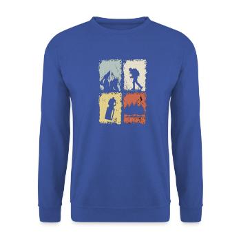 Vier Panel Silhouette Grunge - Unisex Pullover - Royalblau - Vorne - Alina (178cm) & Michal (187cm)