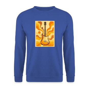 Psychedelische Retro-Gitarre mit lebendigen Siebzigern - Unisex Pullover - Royalblau - Vorne - Alina (178cm) & Michal (187cm)