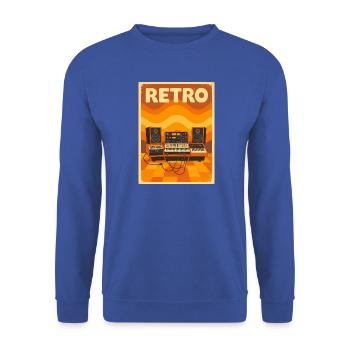 Gestapelte Retro-Lautsprecher steigen mit musikalischer Energie - Unisex Pullover - Royalblau - Vorne - Alina (178cm) & Michal (187cm)