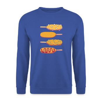 Corn Dog - Unisex Pullover - Royalblau - Vorne - Alina (178cm) & Michal (187cm)