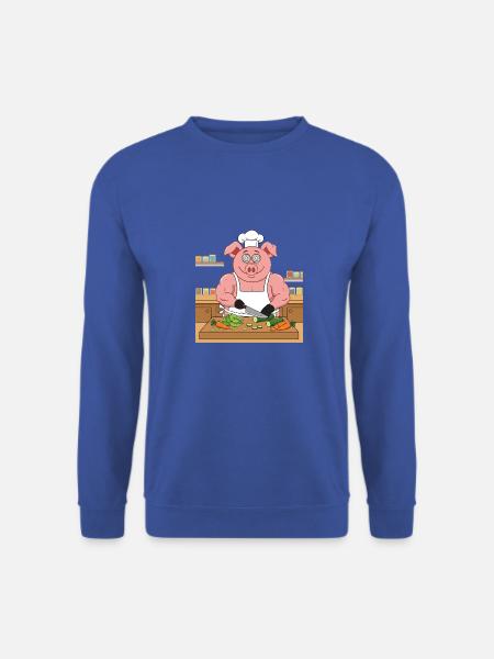 Muskulöses Schwein schnibbelt Salat - Unisex Pullover - Royalblau