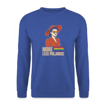 LGBTQ-Pride-Monat – Mehr Stolz, weniger Vorurteile - Unisex Pullover - Royalblau - Vorne - Alina (178cm) & Michal (187cm)