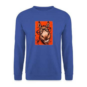 Nerdiger Esel mit Brille - Unisex Pullover - Royalblau - Vorne - Alina (178cm) & Michal (187cm)