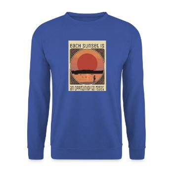 Sonnenuntergangs-Reset-Moment - Unisex Pullover - Royalblau - Vorne - Alina (178cm) & Michal (187cm)