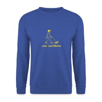 Gelb Exe Ausführen - Unisex Pullover - Royalblau - Vorne - Alina (178cm) & Michal (187cm)