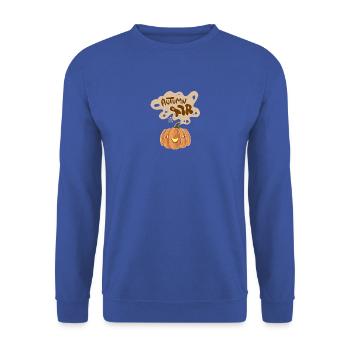 Herbstpumpkin Flair - Unisex Pullover - Royalblau - Vorne - Alina (178cm) & Michal (187cm)