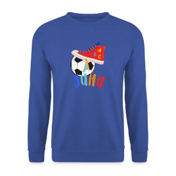ABC-Schützen mit Fußball-Liebe - Unisex Pullover - Royalblau - Vorne - Alina (178cm) & Michal (187cm)