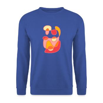 Modernes Farb-Formen Kunst-Design - Unisex Pullover - Royalblau - Vorne - Alina (178cm) & Michal (187cm)