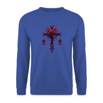 Dunkles Rosenkreuz-Laterne - Unisex Pullover - Royalblau - Vorne - Alina (178cm) & Michal (187cm)