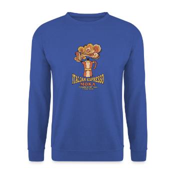 Retro Moka Kanne - Unisex Pullover - Royalblau - Vorne - Alina (178cm) & Michal (187cm)