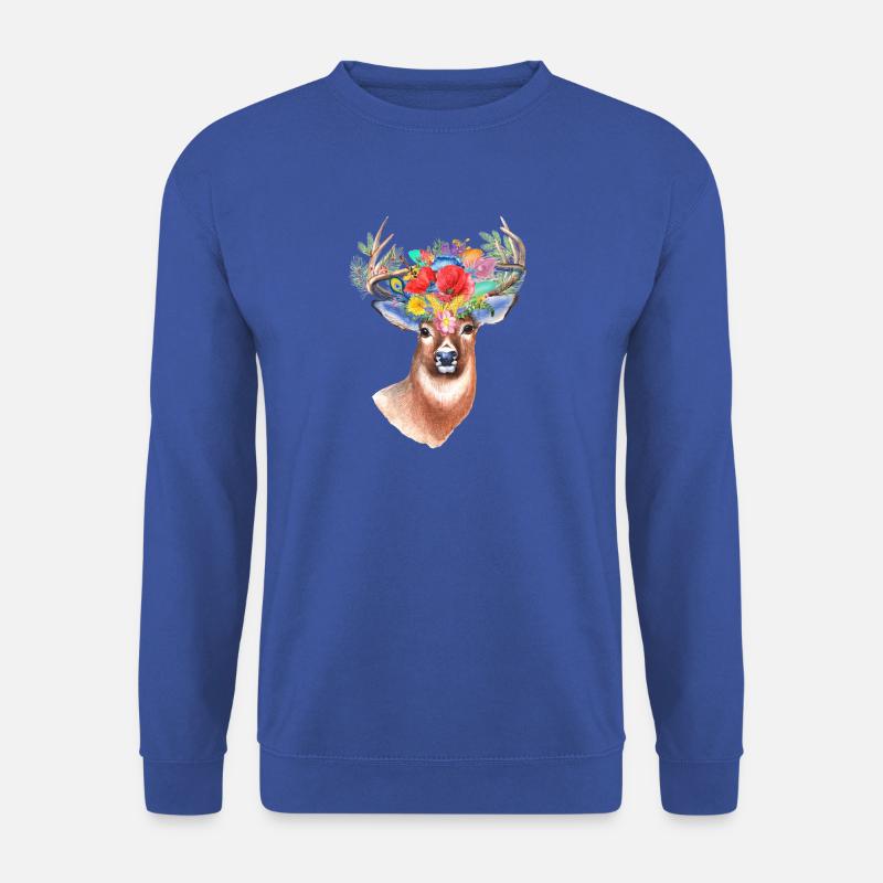 Hirsch mit Blumen - Unisex Pullover - Royalblau
