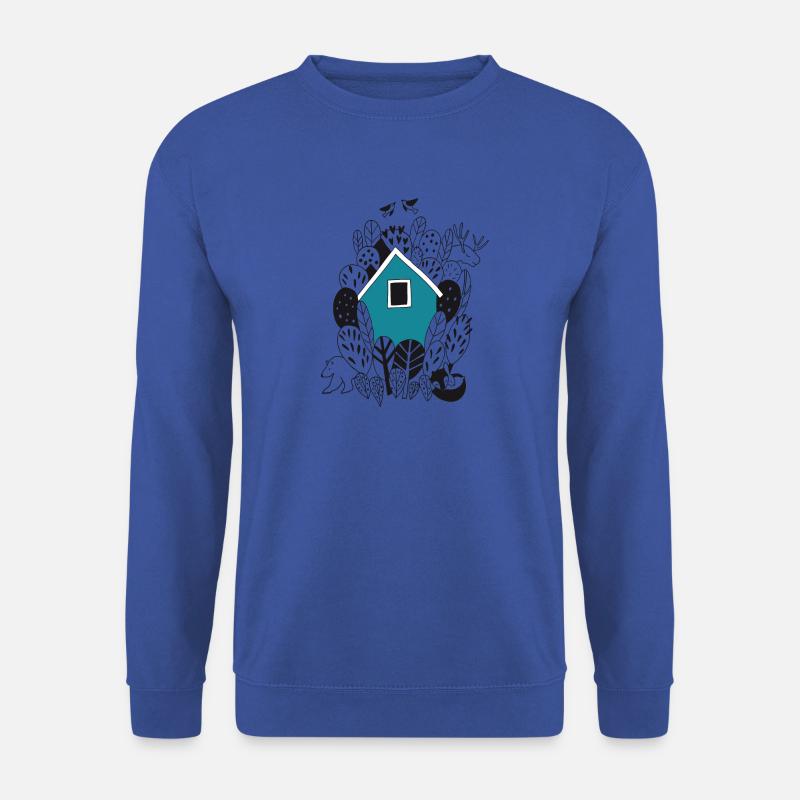 Häuschenhaus im Wald mit Waldtieren In einem Geschenk - Unisex Pullover - Royalblau