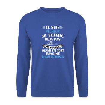 je suis pêcheur t-shirt homme humour passion - Sweat-shirt Unisexe - bleu royal - Devant - Alina (178cm) & Michal (187cm)