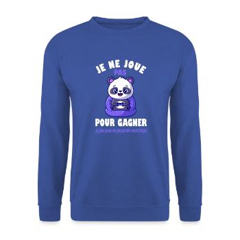 Je ne joue pas pour gagner t-shirt gamer geek - Sweat-shirt Unisexe - bleu royal - Devant - Alina (178cm) & Michal (187cm)