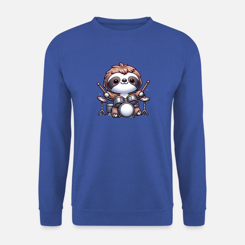 Cool Sloth Drummer Design - Unisex Sweatshirt - royal blue