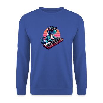 Claviériste Dino avec lunettes de soleil - Sweat-shirt Unisexe - bleu royal - Devant - Alina (178cm) & Michal (187cm)