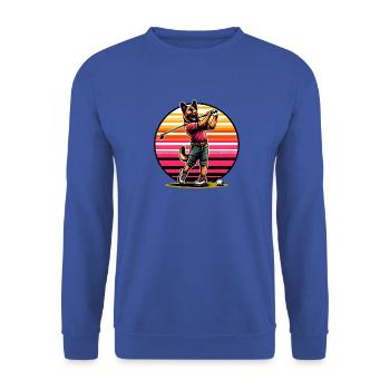 Drôle Malinois Chien Golf Jeu Design Cool - Sweat-shirt Unisexe - bleu royal - Devant - Alina (178cm) & Michal (187cm)
