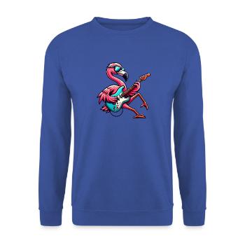 Cooler Flamingo Mit E-Gitarre Motiv - Unisex Pullover - Royalblau - Vorne - Alina (178cm) & Michal (187cm)