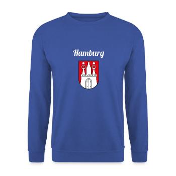 Hamburg - Unisex Pullover - Royalblau - Vorne - Alina (178cm) & Michal (187cm)