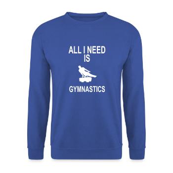 Tout ce dont j'ai besoin est GYMNASTICS Side HORSE - Sweat-shirt Unisexe - bleu royal - Devant - Alina (178cm) & Michal (187cm)