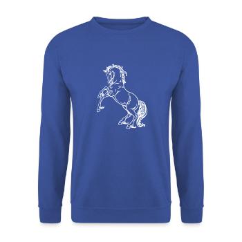 Pferd Pony Rappe Hengst Stute Wallach Warmblut - Unisex Pullover - Royalblau - Vorne - Alina (178cm) & Michal (187cm)