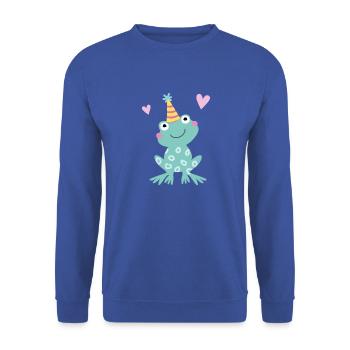 Happy Birthday little frog! - Unisex Sweatshirt - royal blue - Front - Alina (178cm) & Michal (187cm)