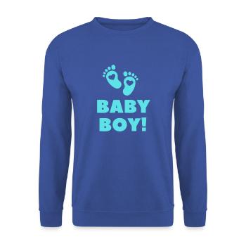 Schrift Baby Boy! - Unisex Pullover - Royalblau - Vorne - Alina (178cm) & Michal (187cm)