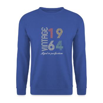 Cadeau d’anniversaire 60 ans - 1964 - Sweat-shirt Unisexe - bleu royal - Devant - Alina (178cm) & Michal (187cm)