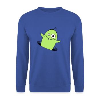 WILLY the friendly worm 1 - Unisex Sweatshirt - royal blue - Front - Alina (178cm) & Michal (187cm)