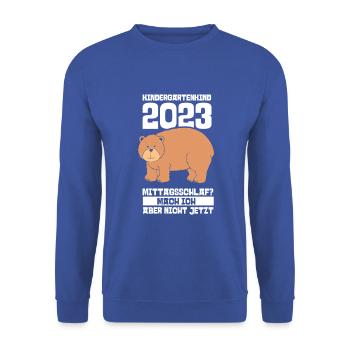 Bär Kita Kindergarten 2023 - Unisex Pullover - Royalblau - Vorne - Alina (178cm) & Michal (187cm)