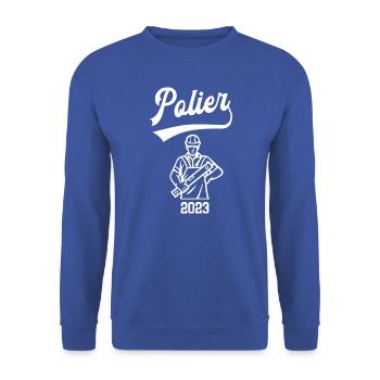 Polier 2023 Bauleiter Meister Handwerk Baustelle - Unisex Pullover - Royalblau - Vorne - Alina (178cm) & Michal (187cm)