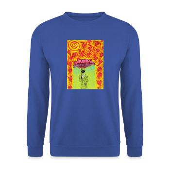 Herzenschirm und bunte Sonne - Unisex Pullover - Royalblau - Vorne - Alina (178cm) & Michal (187cm)