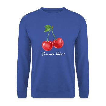 Cherries Summer Vibes Design - Unisex Pullover - Royalblau - Vorne - Alina (178cm) & Michal (187cm)